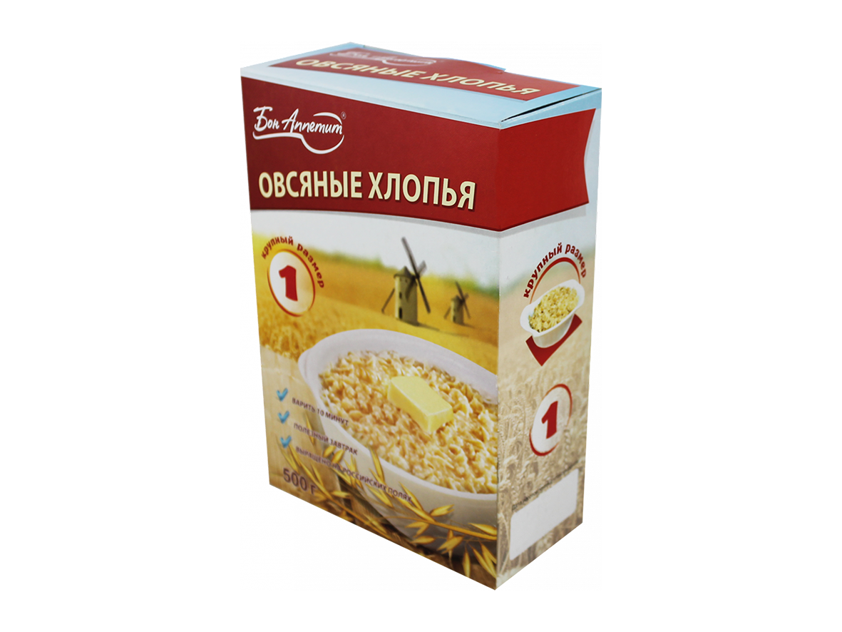 Упаковка с полноцветной печатью для овсяных хлопьев